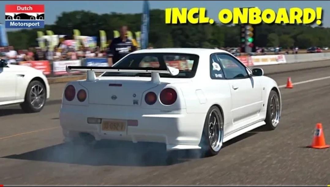 550HP Nissan Skyline GTR V-Spec - Drag Racing + Onboard! - Turbo and Stance