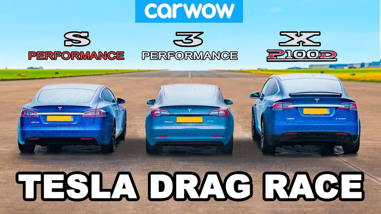 Model S vs 3 vs X - Tesla Performance DRAG RACE, ROLLING RACE & BRAKE