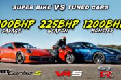 1200BHP GTR vs 225BHP PANIGALE V4S vs 1100BHP TURBO S